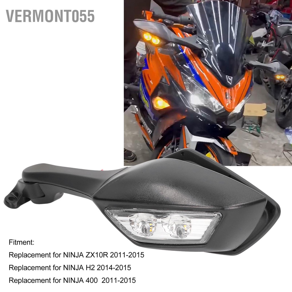 Có thể bán buôn Gương chiếu hậu xe máy có đèn xi nhan LED thay thế cho NINJA ZX10R 2011‑2015 Vermont055 Hàng giao ngay
