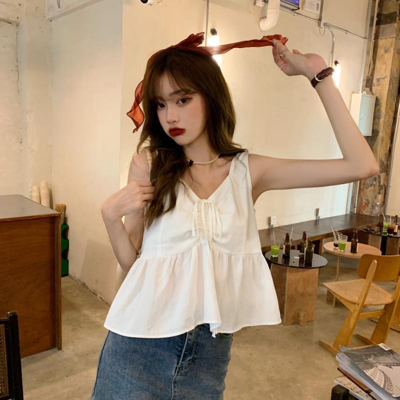 Áo sát nách IELGY phối dây rút phong cách retro hợp thời trang cho nữ