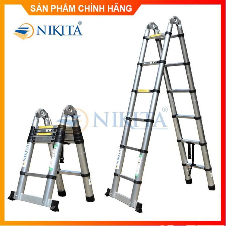 Thang nhôm rút chữ A ( 3m2 + 3m2 ) - Chính hãng NIKITA