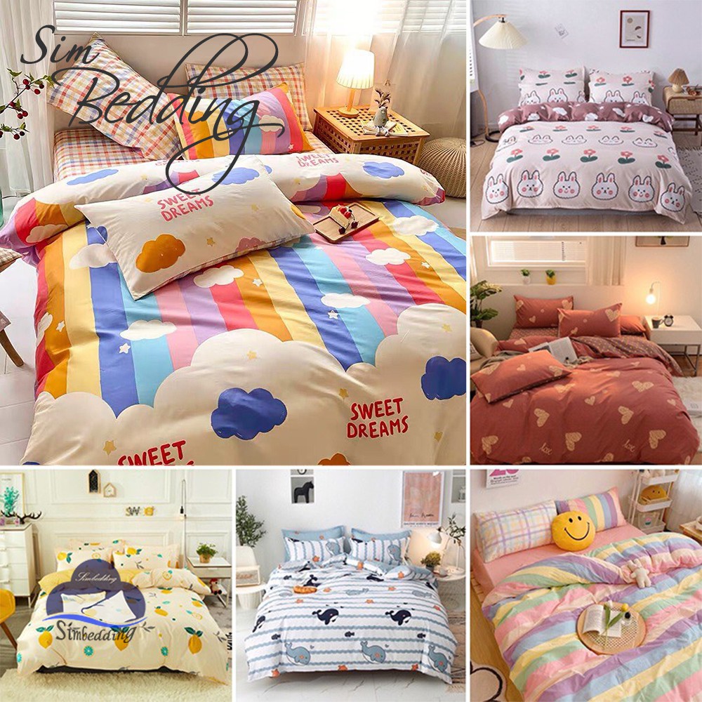 Bộ chăn ga gối 💎SALE💎 Cotton poly họa tiết hoa lá chăn ga Hàn Quốc đủ size miễn phí bo chun theo yêu cầu Simbedding