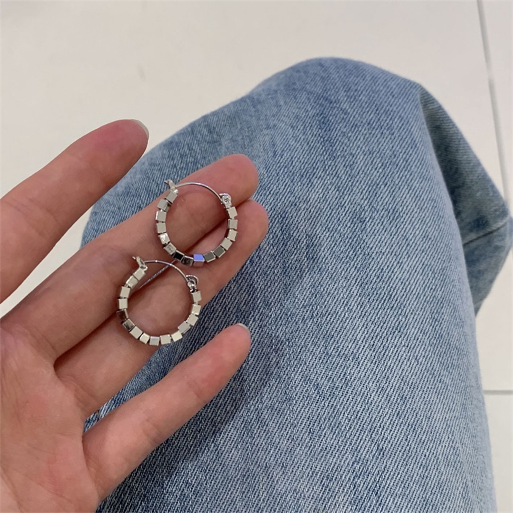 Đơn Giản Hàng Ngày ~ Khuyên Tai Hạt Hình Vuông Xiaomi Phong Cách Cá Tính Cao Cấp Thời Trang Cho Nữ