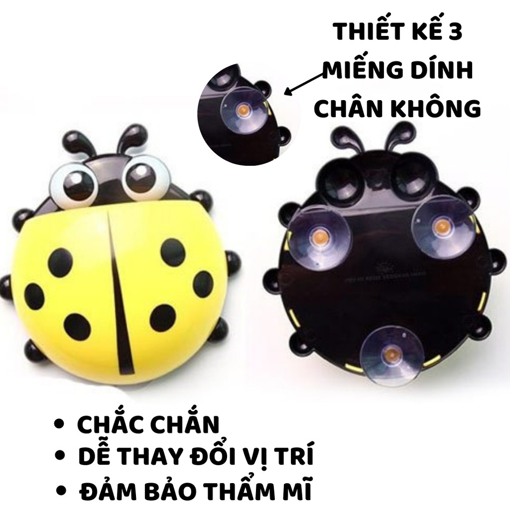 Hộp đựng bàn chải đánh răng hình con bọ cánh cam dễ thương kèm 3 miếng dán chân không siêu dính phân phối bởi Zozon