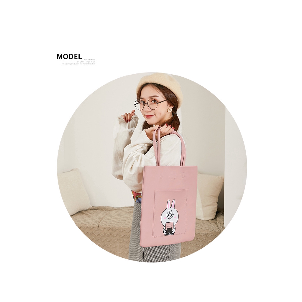 ☞ high quality fashionable women's handbag, single shoulder bag, Korean shopping bag, cartoon printing bag, street Baita middle bag, women Tote Bag