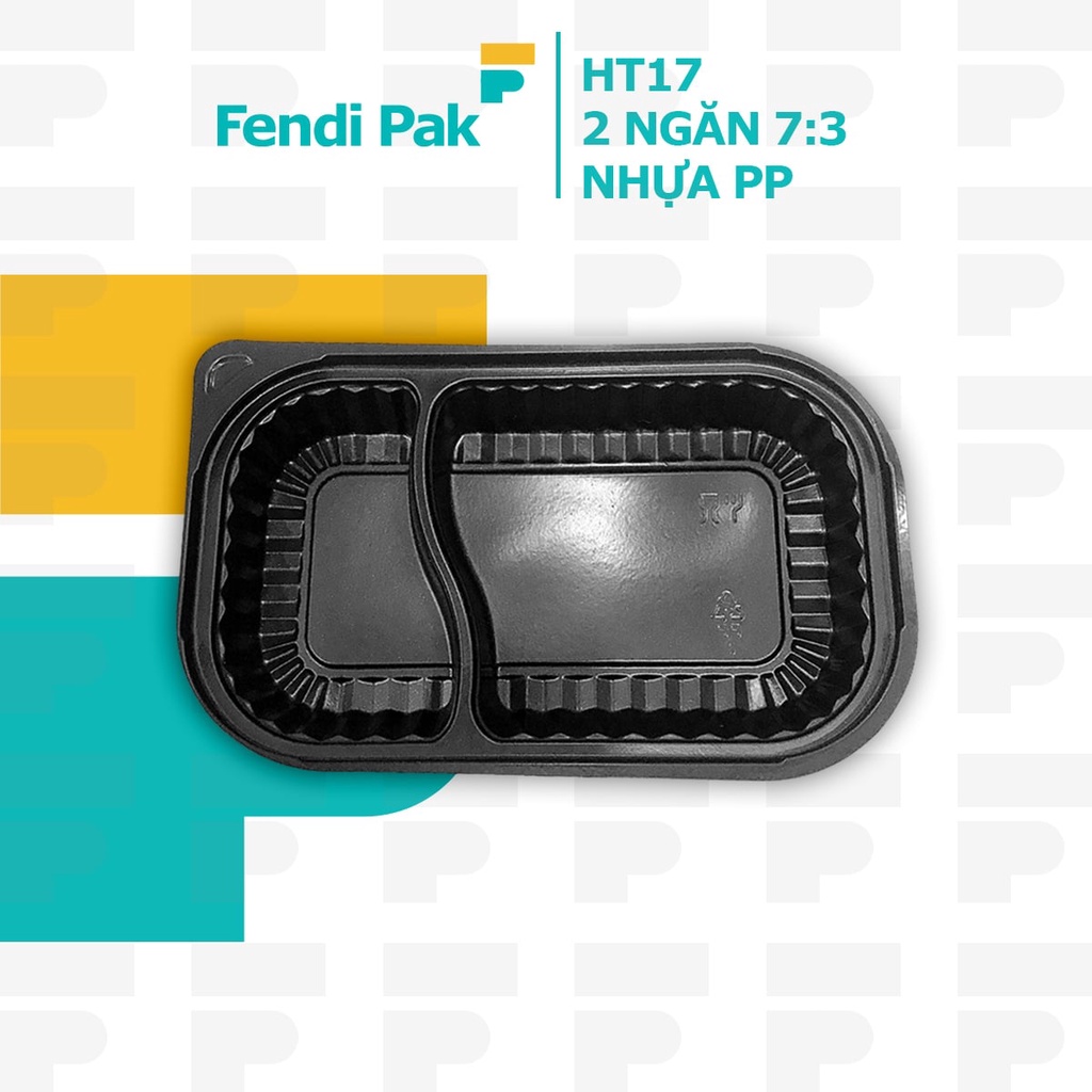 |Combo 50| Hộp nhựa đế đen nắp trong HT17 2 ngăn 3/7, hộp nhựa dùng 1 lần, hộp nhựa đựng thực phẩm, đựng cơm