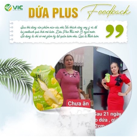 Kẹo Dứa Plus VIC Túi 7 Viên Hỗ Trợ Giảm Cân Tăng Cường Trẻ Hóa Làn Da Cân Bằng Chất Béo Cơ Thể
