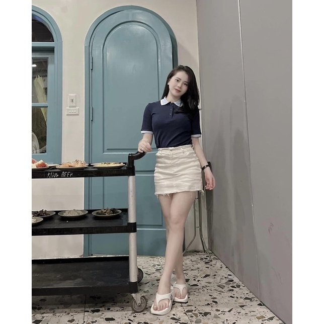 Áo Lacoste Xuất Cổ Màu Lịch Sự Form Ôm Xanh Đen Size M