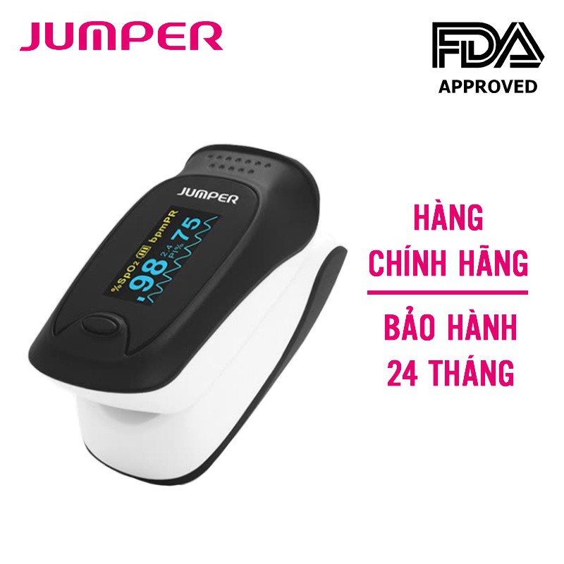 Máy đo nồng độ oxy máu và nhịp tim, chỉ số PI Jumper JPD-500D (Chứng nhận FDA Hoa Kỳ + xuất USA)