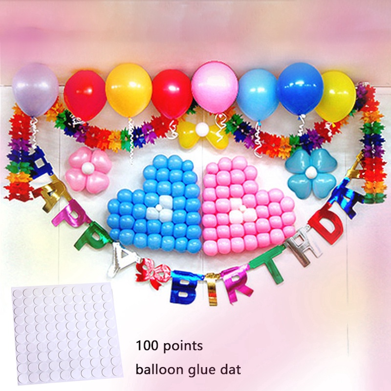 Set 100 miếng dán hai mặt dùng để trang trí bong bóng