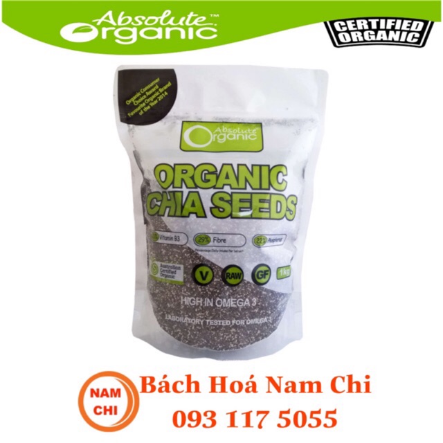 [Combo 2 Gói] Hạt Chia Xanh Úc Absolute Organic Chia Seeds 1kg