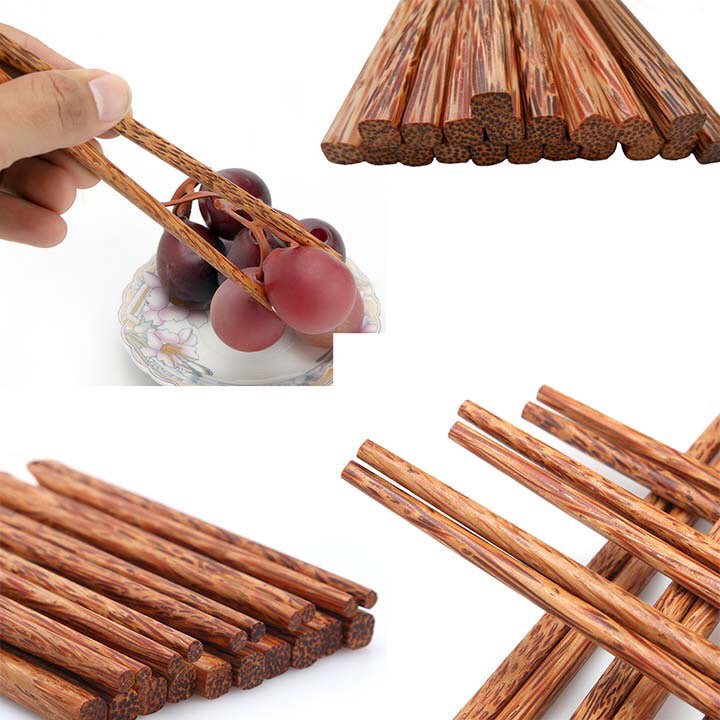 Đũa tre Việt Nam chất lượng cao vẽ hoa văn vỉ 10 đôi