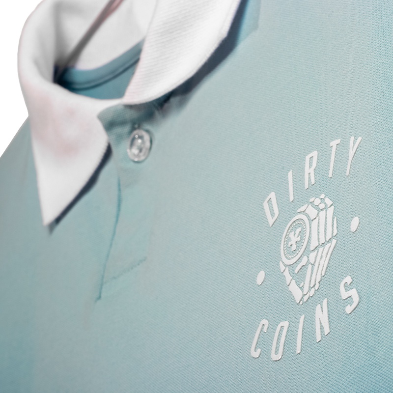 DirtyCoins Striped Polo Shirt - Sky Blue