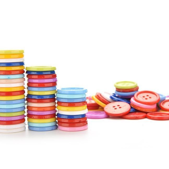 Set 100 Cúc Áo Tròn Bằng Nhựa 3 Kích Cỡ Dành Cho Bé Làm Đồ Thủ Công