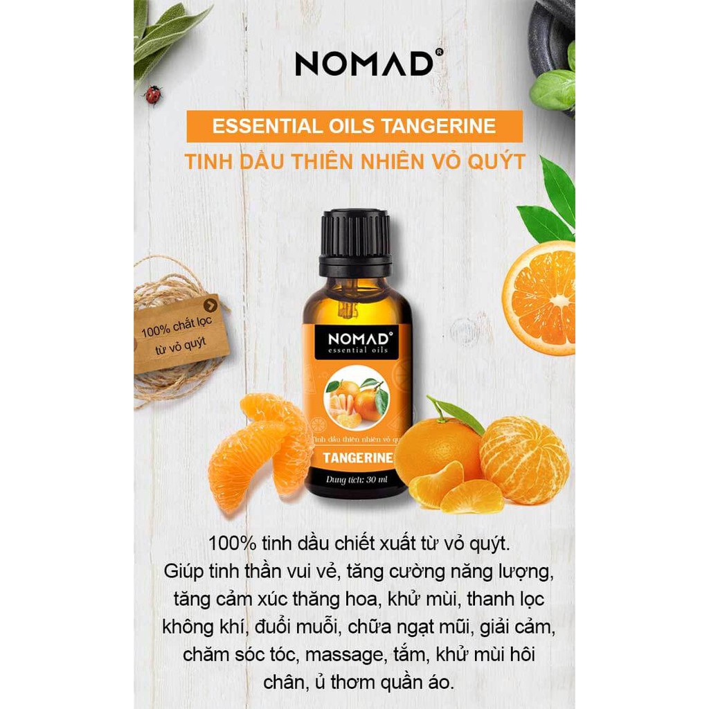 Tinh Dầu Thiên Nhiên Nguyên Chất 100% Hương Quýt Tươi Nomad Essential Oils Tangerine