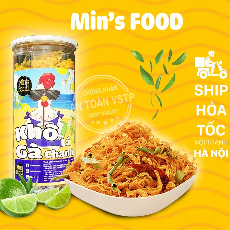Khô gà lá chanh xé cay 300g vừa ngon vừa rẻ MIN'SFOOD ăn vặt Việt Nam an toàn vệ sinh thực phẩm