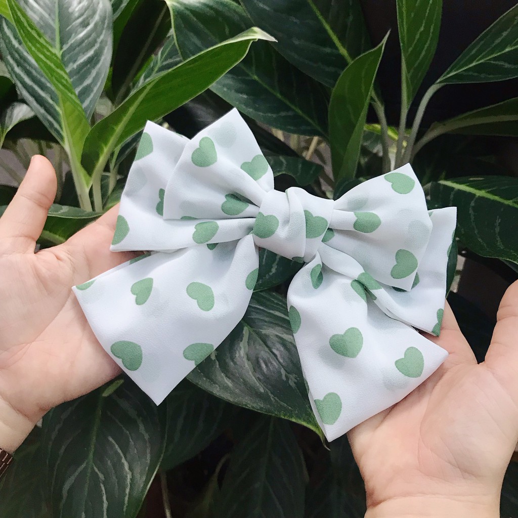 Kẹp nơ voan trái tim 3 tầng dễ thương