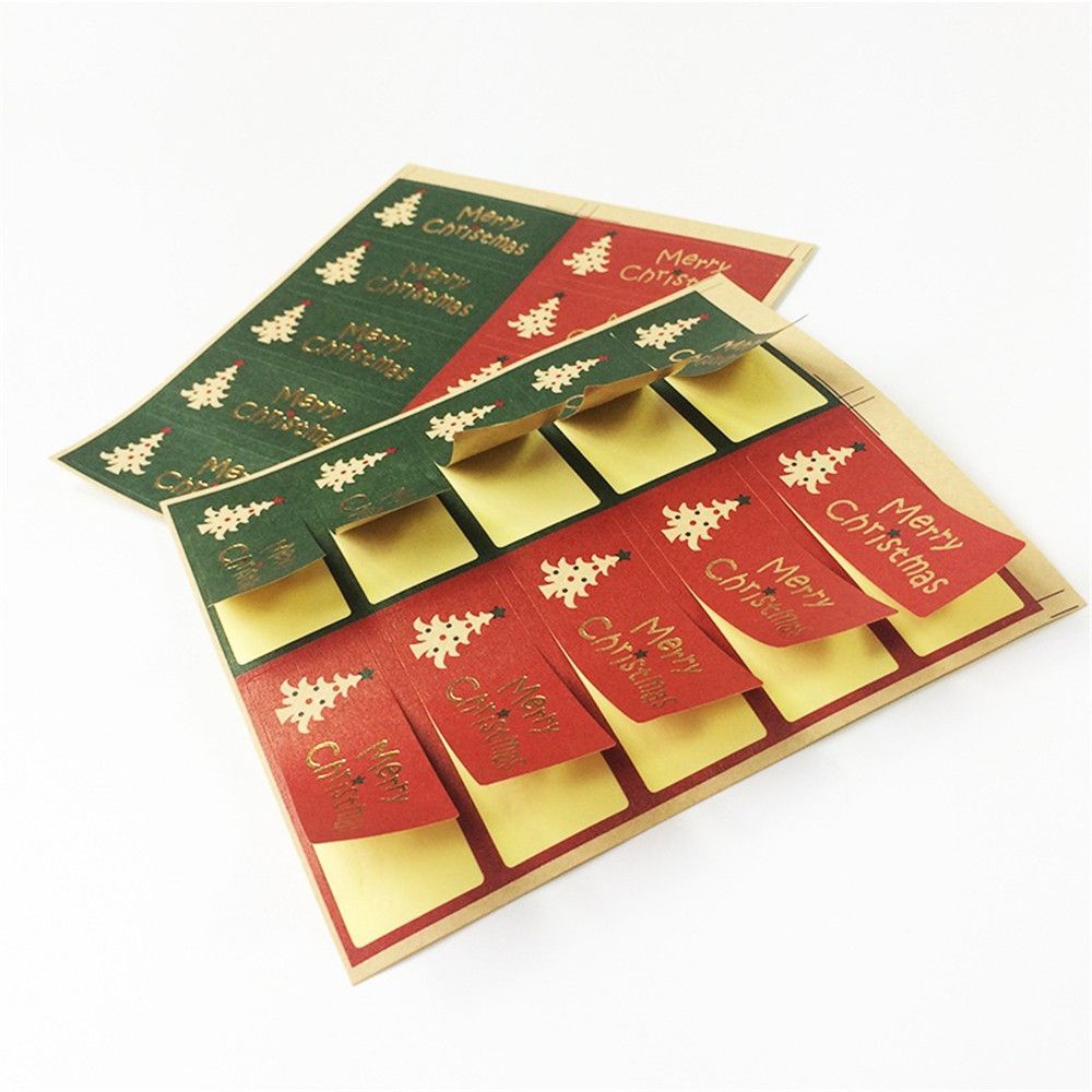 Set 50 nhãn dán trang trí hộp quà thủ công DIY họa tiết Giáng sinh độc đáo