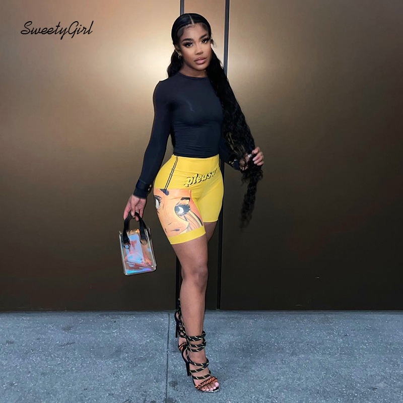 Quần Short Lưng Cao Màu Trơn In Chữ Thời Trang 2022 Quyến Rũ Cho Nữ