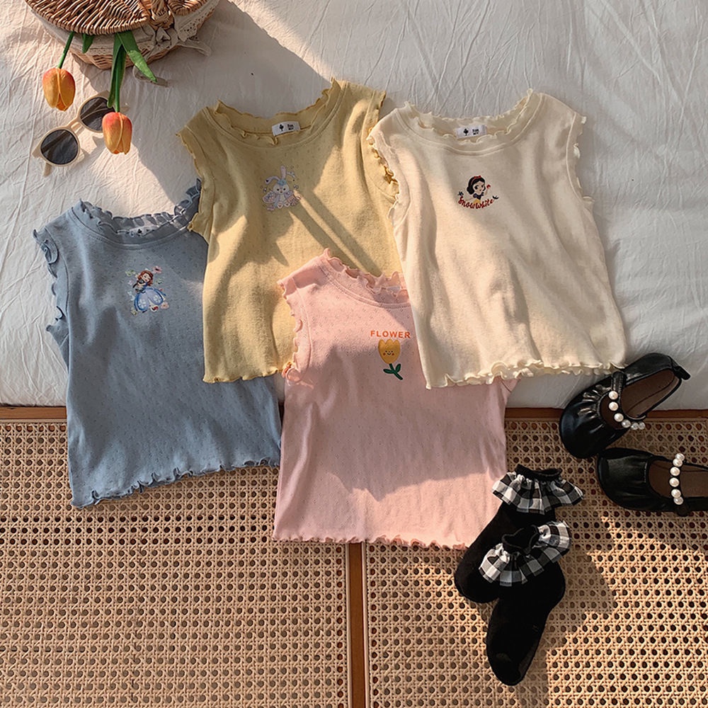 Áo Sát Nách Họa Tiết Hoạt Hình Phong Cách Hàn Quốc Dễ Thương Thời Trang Mùa Hè Cho Bé Gái