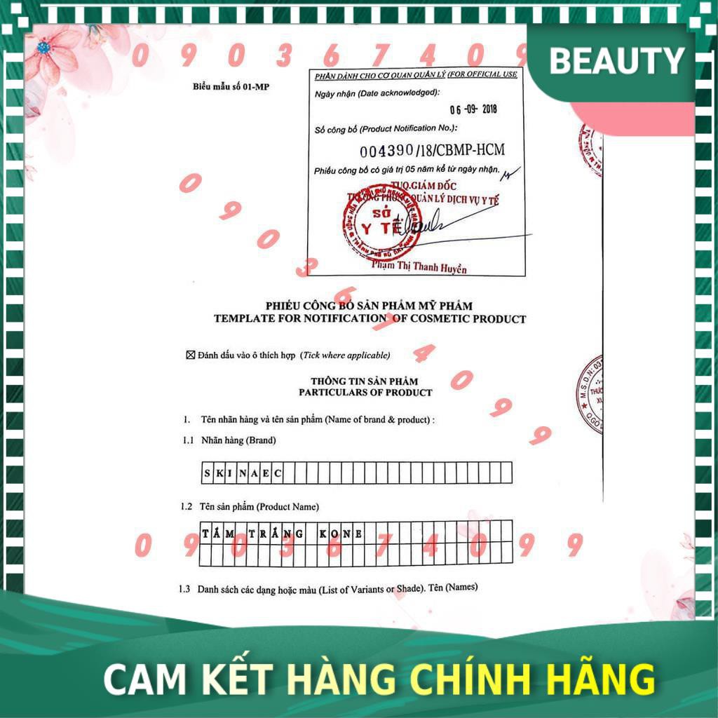 [Chính hãng 100%] Tắm trắng Kone Thái Lan - Dưỡng trắng da tinh chất cafe, hoa hồng