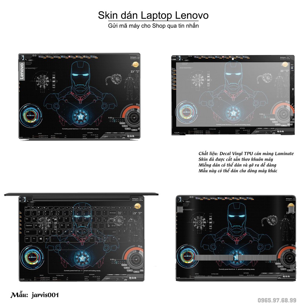 Skin dán Laptop Lenovo in hình Jarvis (inbox mã máy cho Shop)