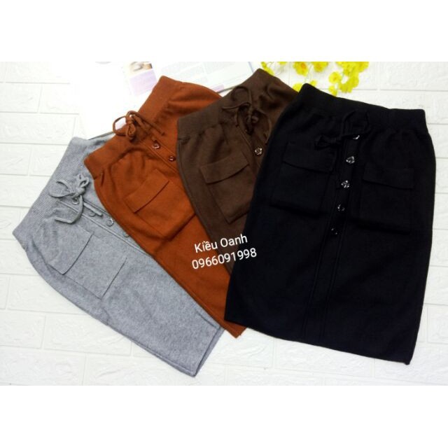 Chân Váy Len Dáng Dài Khuy Giữn 2 Túi | BigBuy360 - bigbuy360.vn