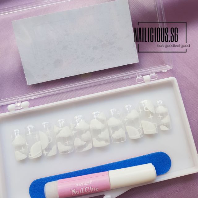 Nailbox - móng úp/móng giả MÓNG TRONG SUỐT VẼ MÂY