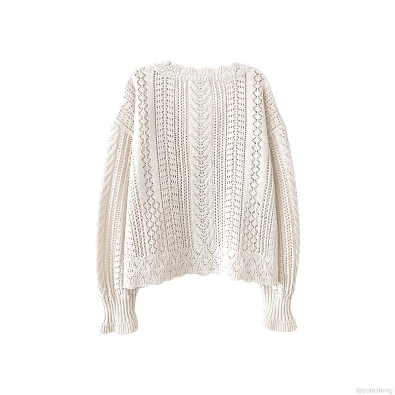 Áo khoác cardigan tay dài cổ chữ V phối nút thời trang cho nữ