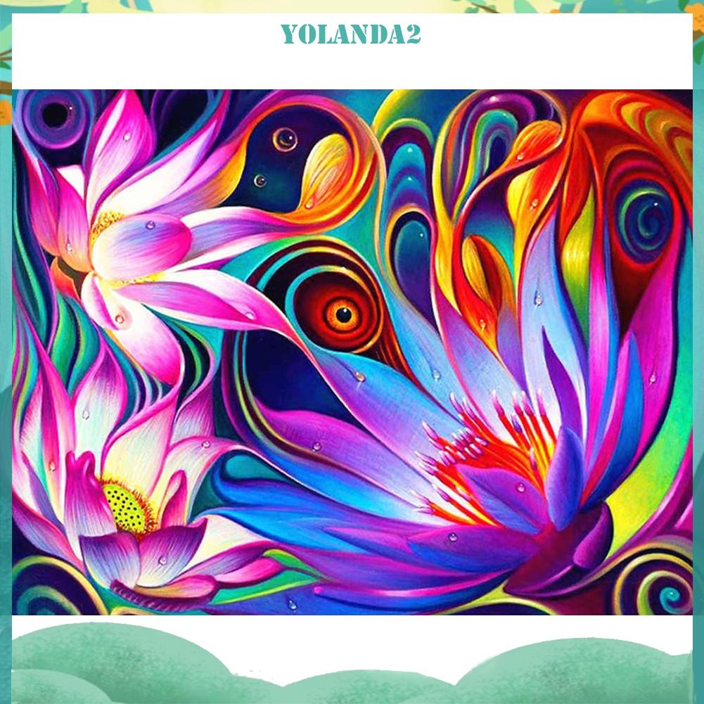 (canvas no printing)  Toàn Bộ Tranh Thêu Chữ Thập Họa Tiết Hoa Sen 11CT