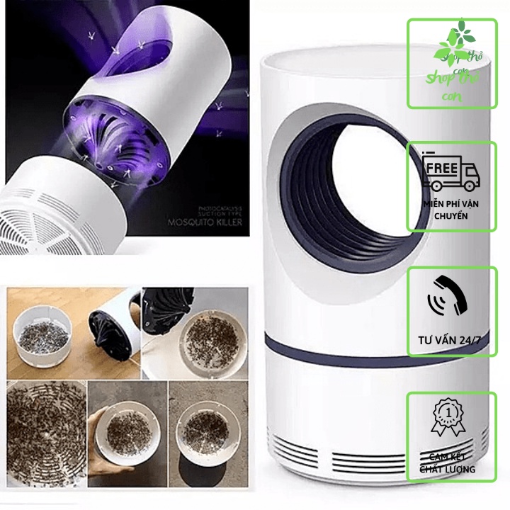 Đèn bắt muỗi hình trụ cổng Usb - Máy bắt muỗi ruồi thông minh công nghệ đèn Led diệt côn trùng bảo vệ sức khỏe -THỎ11