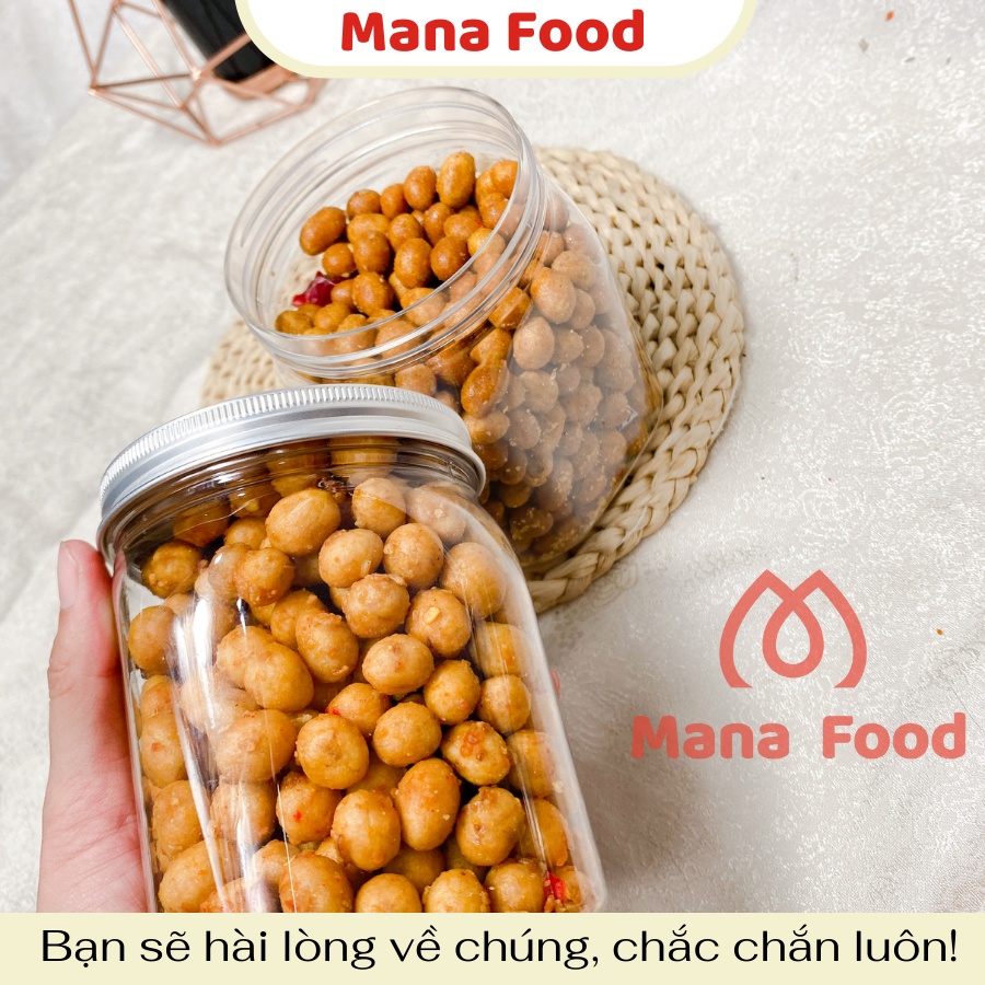 [Hũ vuông] 350G Đậu Phộng Da Cá Tỏi Ớt Mana Food | Hạt lạc da cá tỏi ớt, hạt dinh dưỡng - cay giòn thích mê