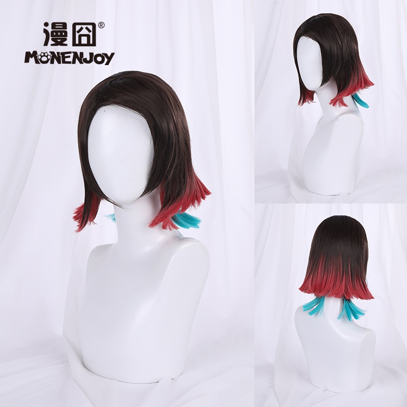 【Man】】 The Blade of Ghost Slayer Nightmare Black Red Gradient Color Cos Wig Spot