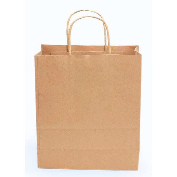 50 Túi giấy thực phẩm có hông có quai 14N 14QX 25x14x30cm cm màu nâu