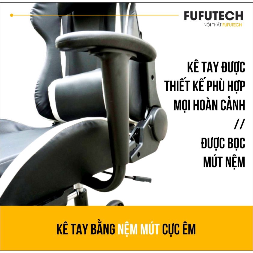 Ghế Chơi Game FUFUTECH Có Gác Chân, Ngã 180 Độ, Da Căng Mịn Không Nhăn