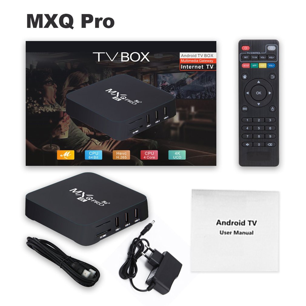 Đầu Mxq Pro Android Tv Box 4k (4G / 64g) Quad Core Smart Box Android 10.1 4k Uhd 3d 5g Wifi