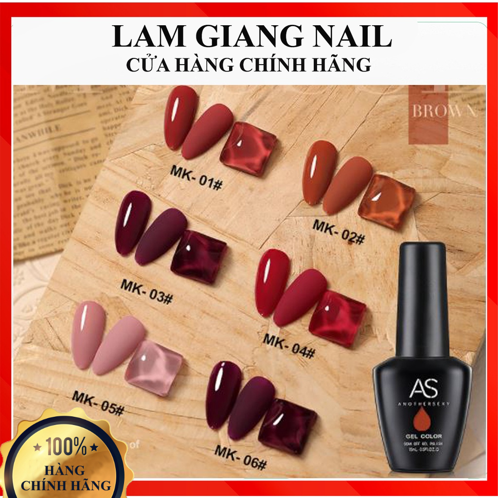 Sơn gel AS 1 set 6 chai Sơn gel Tông coffee Chồn MK