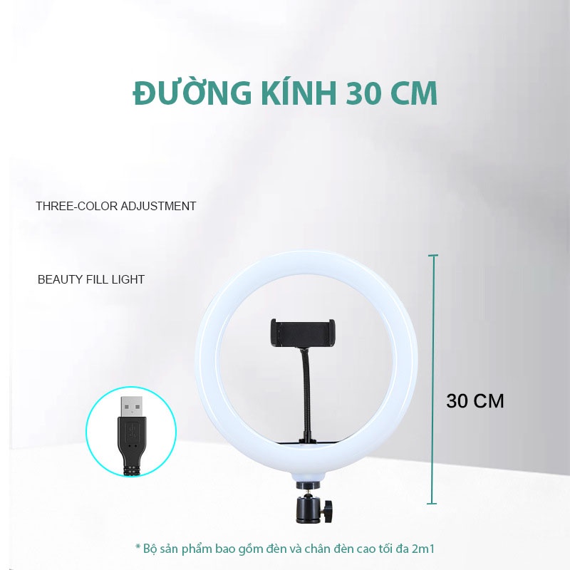 Đèn Livestream Giá Rẻ 30cm + Chân 2m1 Hỗ Quay Tik Tok - Chụp Ảnh - Bán Hàng - Make Up - Thay Đổi Chế Độ Sáng