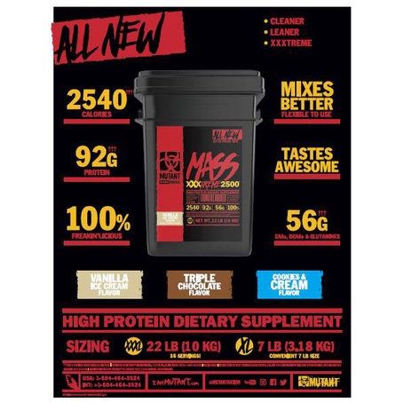 Túi Dùng Thử Sữa Tăng Cân Nhanh Tăng Cơ Mutant Mass Xtreme 2500 - 1Kg