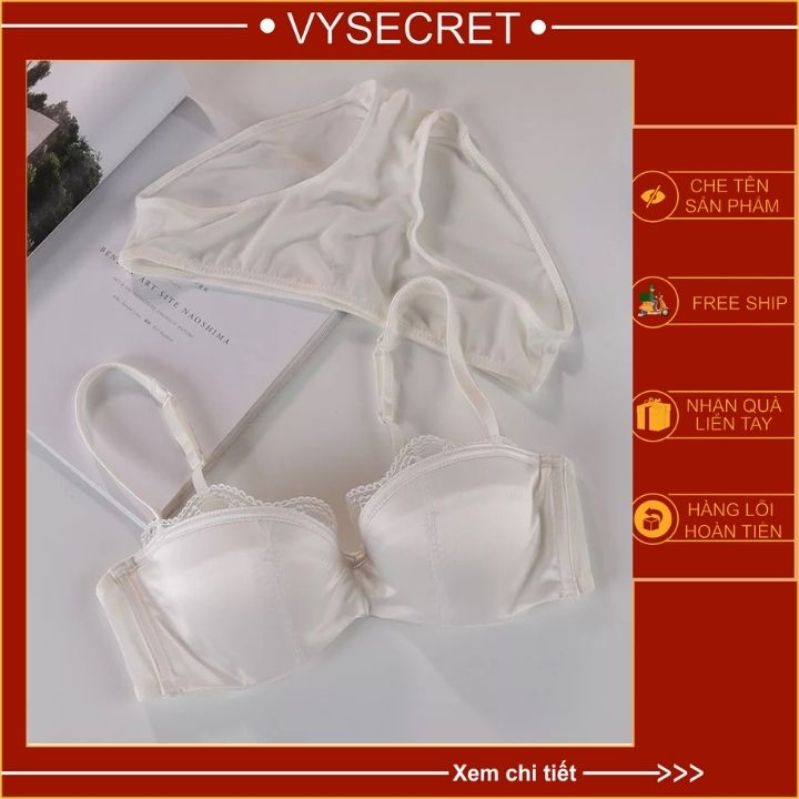 BỘ ĐỒ LÓT SATIN CAO CẤP 🍁 feeship 🍁 BỘ ÁO LÓT MUT MỎNG,CÓ GỌNG,ÔM NGỰC QUYẾN RŨ C1235