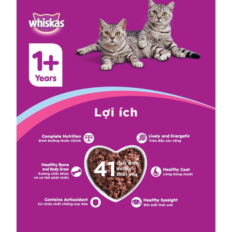Pate Mèo Whiskas Cho Mèo Con Và Mèo Lớn Dạng Gói 80G