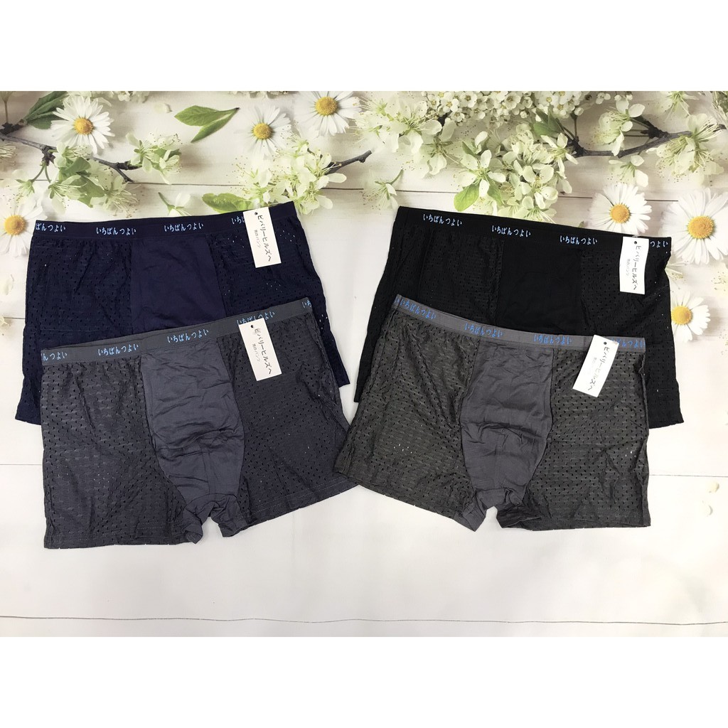 Quần lót nam boxer big size, sịp đùi xì chữ nhật thông hơi thoáng mát, leblur