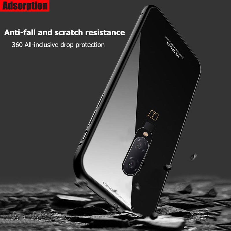 Ốp điện thoại mặt kính cường lực + khung kim loại cho OnePlus Nord 6 6T 7 7T 8 Pro One Plus 7 Pro 1+5T 1+6 6T 1+7 1+7T 1+8 Pro