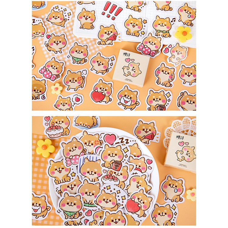 Hộp 45 stickers hình chó con