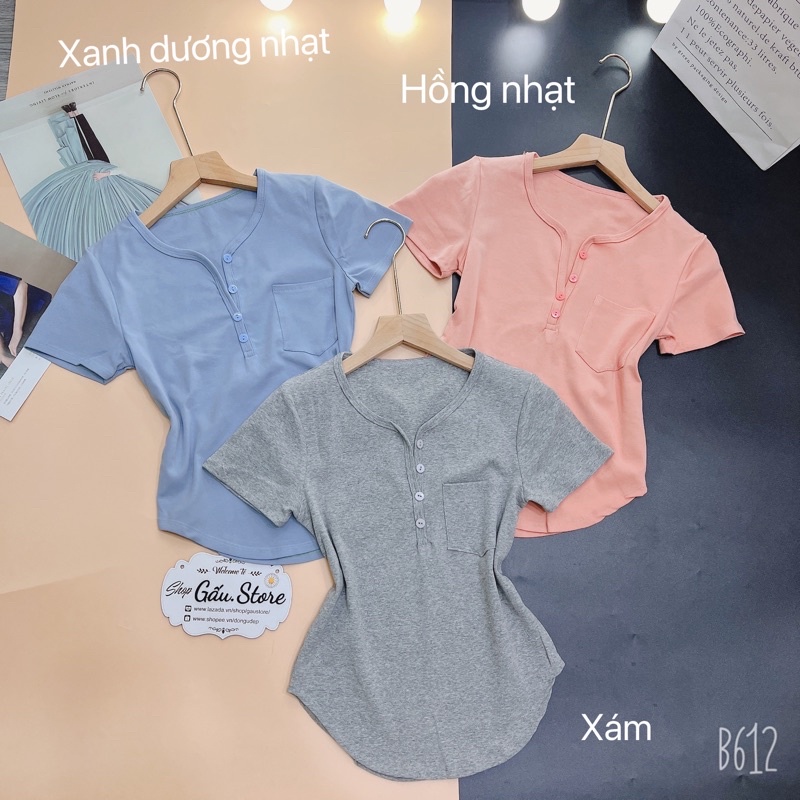Áo thun body vạt bầu TAY NGẮN cổ V phối túi | BigBuy360 - bigbuy360.vn