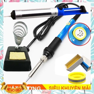 Bộ 6 món Mỏ hàn 936 - 60w [xanh] .Chì,Nhựa thông,Bọt biển,Gác mỏ hàn,Hút chì