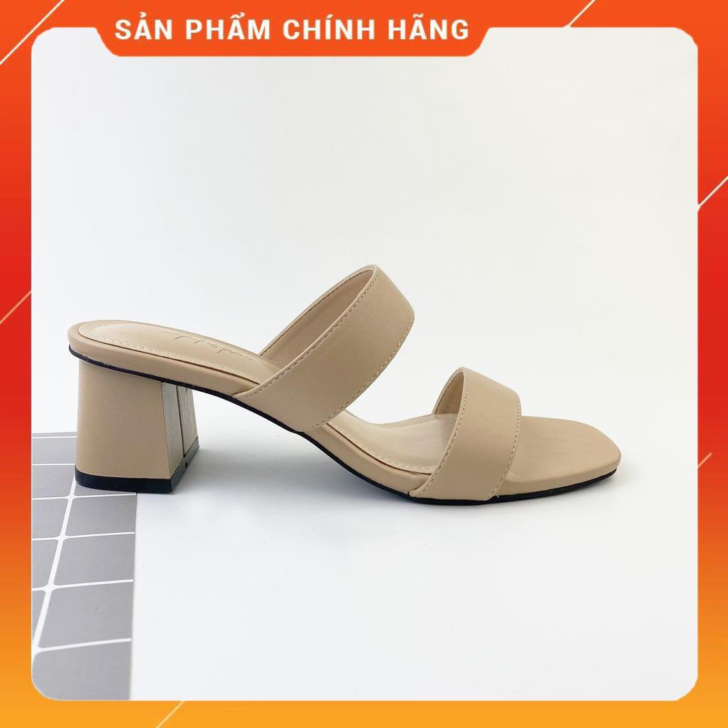 Guốc cao gót nữ bản nhỏ da mềm êm chân đế trụ cao 7cm mã 628