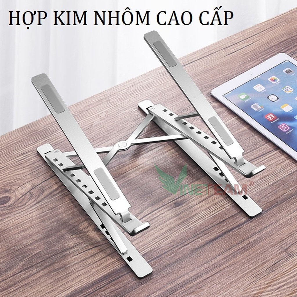 Giá đỡ laptop nhôm thiết kế thông minh 2 tầng điều chỉnh độ cao, gấp gọn ,nâng tản nhiệt laptop N8 -DC4390