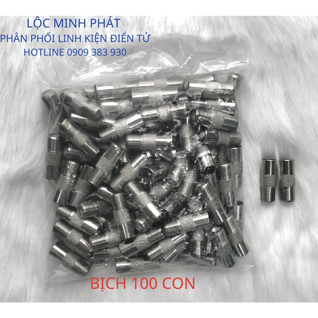 Bịch 100 con Jack tivi, Rắc tivi sắt, Jack F đực kết nối anten, tivi, dây âm tường