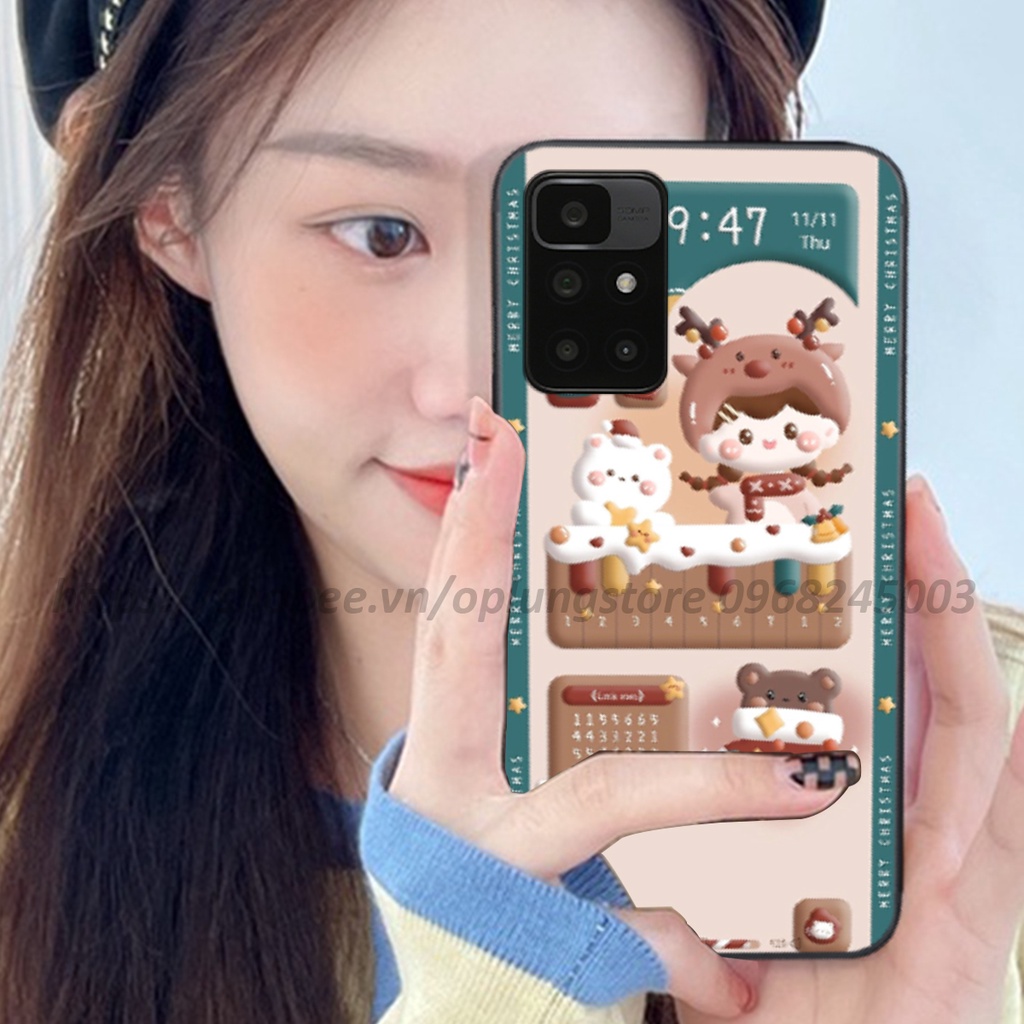 Ốp lưng Xiaomi Redmi 10 in hình 3D gấu,thỏ cute dễ thương