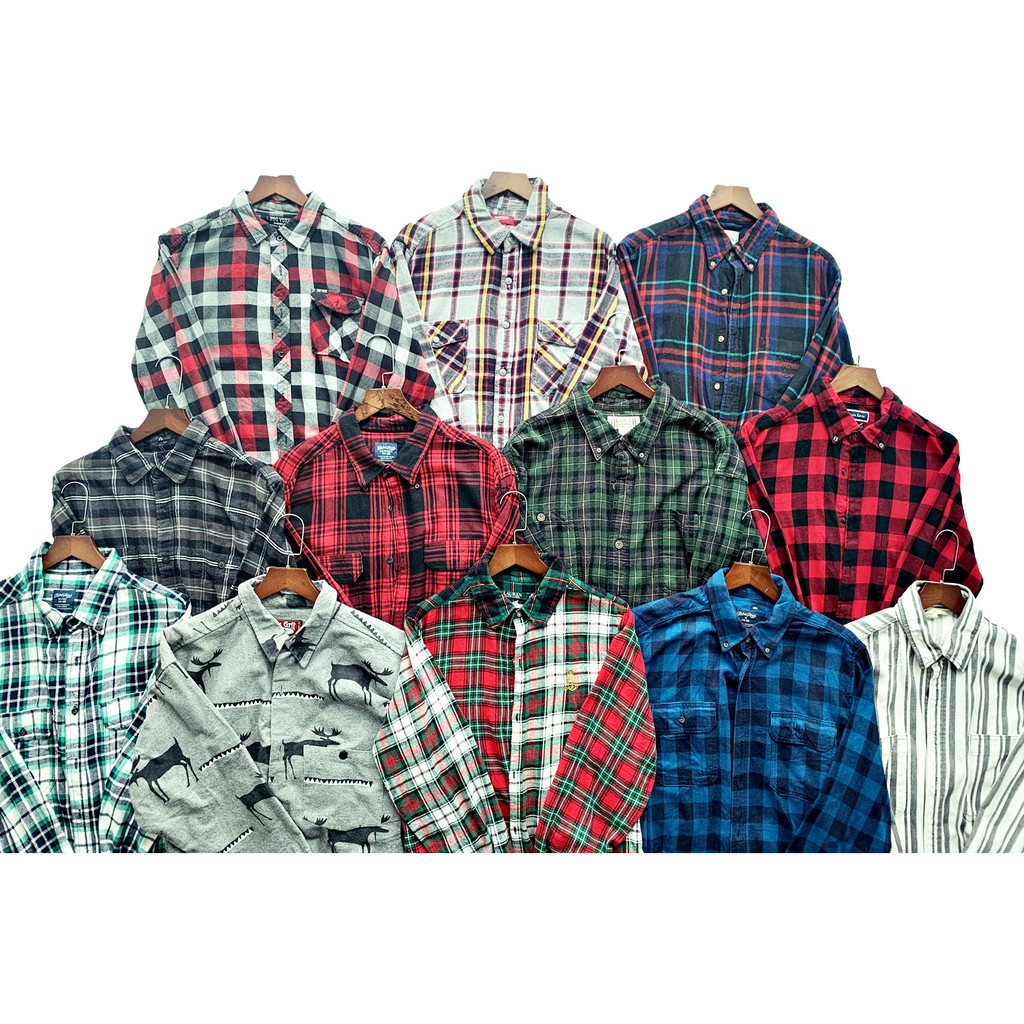 [Hàng 2hand loại 1] 𝐅𝐋𝐀𝐍𝐍𝐄𝐋 𝗦𝗵𝗶𝗿𝘁 🔥Flannel Shirt Unisex mới 90-99%🔥 Sơ mi dạ kẻ Vintage | BigBuy360 - bigbuy360.vn
