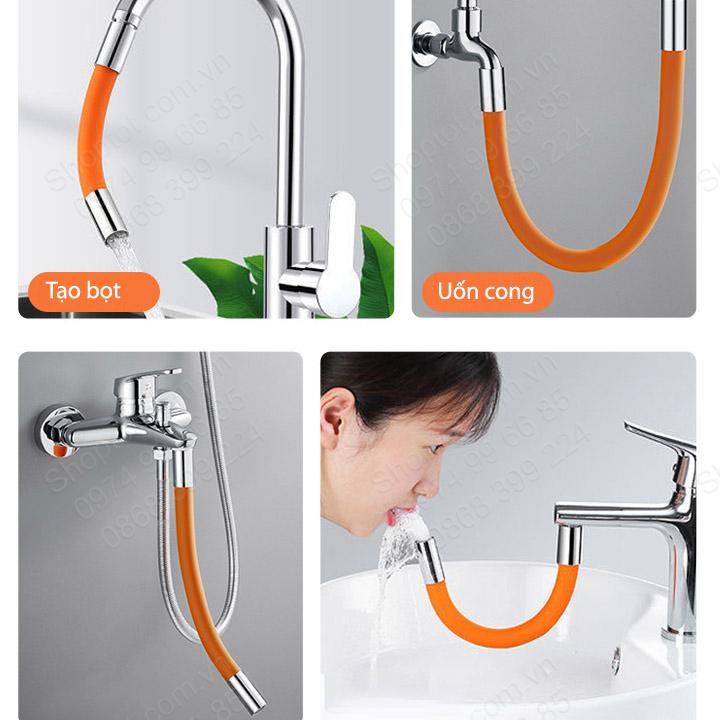 Đầu nối dài vòi nước uốn cong linh hoạt 360 độ, thân bằng silicon, đầu bằng đồng, dài 20-30-50cm tùy chọn